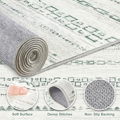 Nakagishi Green Rug Living Room Rugs: 7x9 Washable Boho Large Neutral Soft - Image 4
