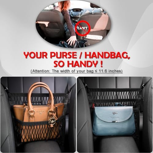 Car Organizer Between Front Seats, Purse Holder, Dog Barrier, Mesh Net Bag - Image 2