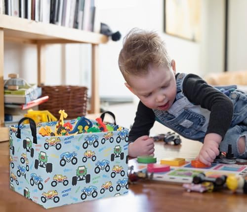 Rectangular Monster Truck Baskets Kids Gift Bins Empty Baby Basket - Image 2
