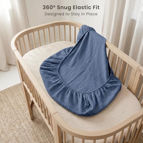 Konssy Muslin Bassinet Sheets for Baby Boys and Girls, 2 Pack - Image 5