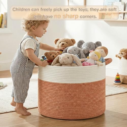 Artfeel 100L Large Cotton Rope Basket, Decorative Woven Blanket Storage - Image 4