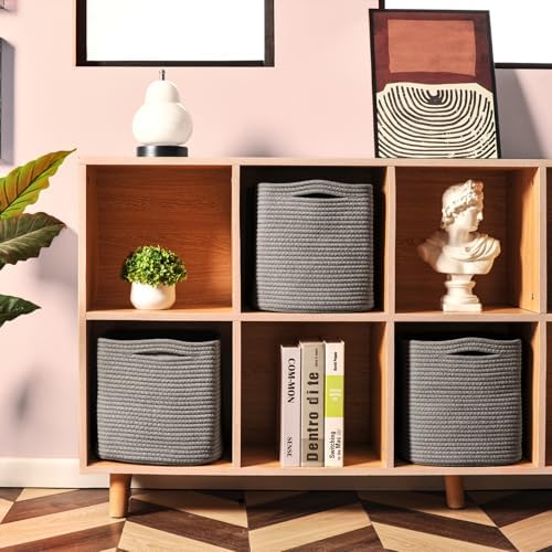ICERZCZ 11 Inch Cube Storage Bins, Storage Cube Organizer Bins, Woven Cotton - Image 2