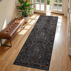 Midnight Forest 2x6 Washable Runner Rug, Tree of Life Floral Animal Carpet - Image 3