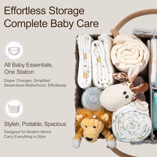 HBlife Baby Diaper Caddy Organizer, Portable Scalloped Plastic Wicker Woven - Image 4