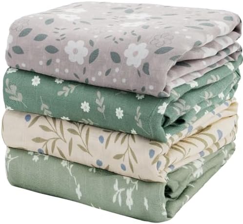 4 Set Muslin Swaddle Blankets Receiving Blanket by CoolaPeach