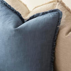 Foindtower Decorative Linen Fringe Throw Pillow Covers 16×16 Inch, Dark Blue - Image 5