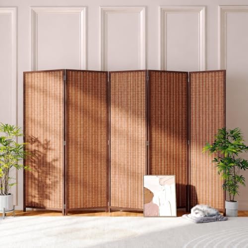 JOSTYLE 5 Panel Folding Privacy Screen 6ft Bamboo Freestanding Room Divider by Jostyle