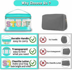 Chenille Letter Clear Makeup Bags Stuff Pouch, Preppy Patch Makeup Bag Zipper - Image 4