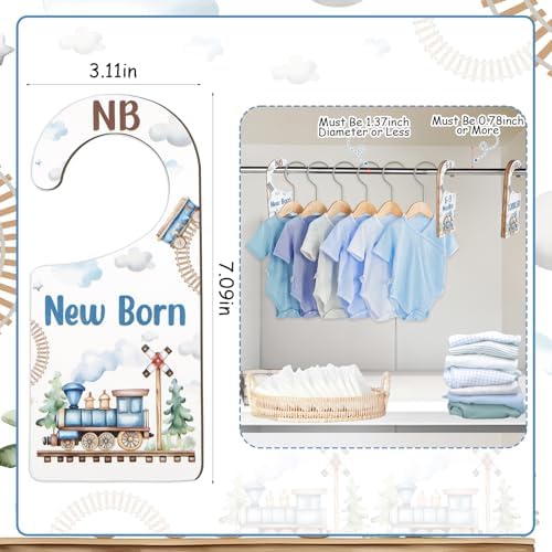 Baby Closet Dividers 8PCS, Retro Train Themed Wooden Double-Sided Clothes Size - Image 6