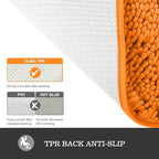Yeaban Chenille Orange Bathroom Rug 17"x24", Non-Slip Rubber Backing - Image 3