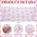 4 Pcs Pink Bow Table Runner 29x70 White Tulle Lace - Image 2