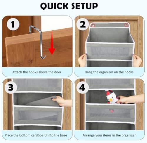 Over-the-Door Organizer, 5 Large Pockets and Mesh Pouches - Image 3