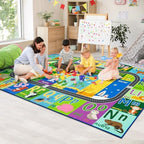 HOMORE Kids Educational Rug, 6x9 Green Kids Area Rug by Homore