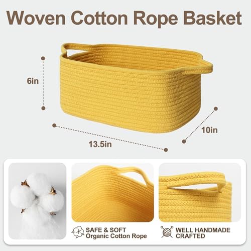 Cute Yellow Gift Basket, Woven Baskets - Image 2