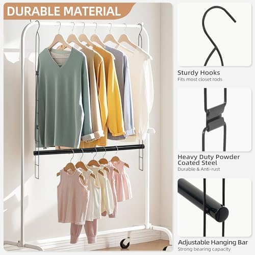 STORAGE MANIAC Hanging Closet Rod, Adjustable Width and Height Closet Hanging - Image 3