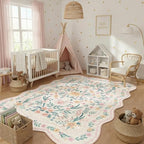 8x10 Scalloped Rug for Living Room, Washable Rugs Soft Low Pile Non Slip Rugs - Image 6