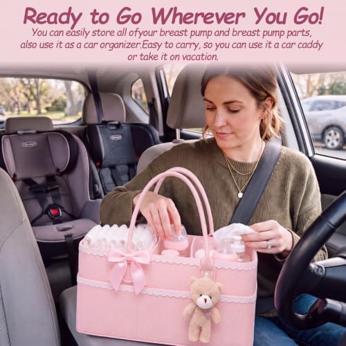 Pink Bow Diaper Caddy Organizer - Image 4