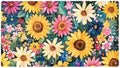 Bathtub Mat Non Slip 26.8x15.1 Inch, Daisies Sunflowers Shower Mat by Anna+Cowper