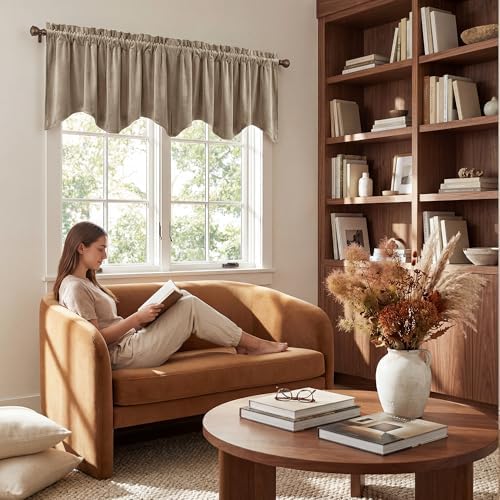StangH Camel Beige Scalloped Valance Curtains 52x18 Inch, 1 Panel - Image 3
