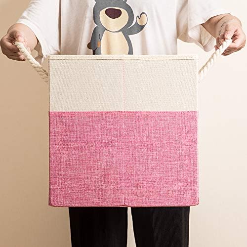 PRANDOM Large Foldable Cube Storage Bins 13x13 inch Fabric Linen Storage - Image 5