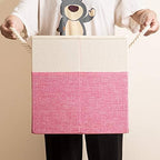 PRANDOM Large Foldable Cube Storage Bins 13x13 inch Fabric Linen Storage - Image 5
