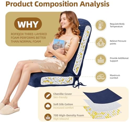 Rocking Chair Cushion, High Back, Cobalt Blue - Image 4