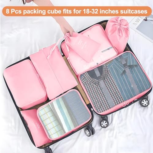 Packing Cubes for Travel- 8 Set Luggage Organizer Bags for Family, Mesh - Image 5