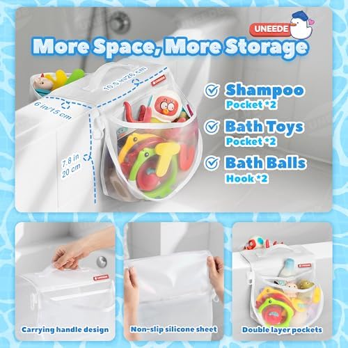 UNEEDE 2-Compartment Mesh Bath Toy Organizer, Easy Access - Image 5