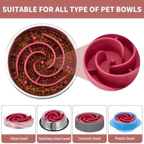 Slow Feeder Dog Bowls Insert, Animire Soft Silicone Slow Eating Dog Food Bowl - Image 3