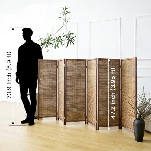 Furnnylane 6 Panel Short Room Divider Screen, Small Bamboo Panel Divider - Image 2