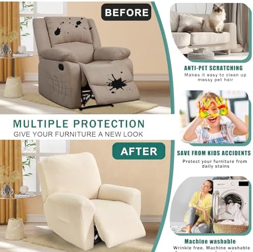 NILUOH Stretch Recliner Covers 4 Piece, Non-Slip Lazy Boy Chair Covers - Image 5