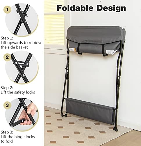 INFANS Baby Changing Table, Folding Diaper Station Portable Nursery Organizer - Image 4