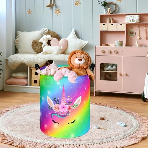 Round Laundry Basket Storage Bins Nursery Hamper Gift Baskets - Image 5
