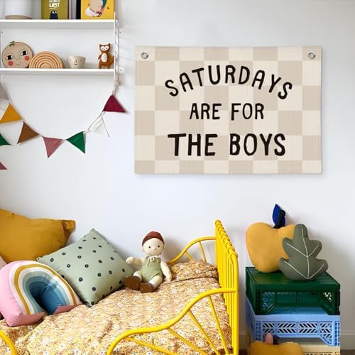 Boys Banner Flags for Bedroom, Linen Canvas Banner Wall Hanging Flag Decor for - Image 5
