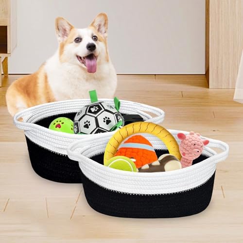 ABenkle Small Basket with Handles, Boho Decorative Rope Woven Dog Cat Toy - Image 4