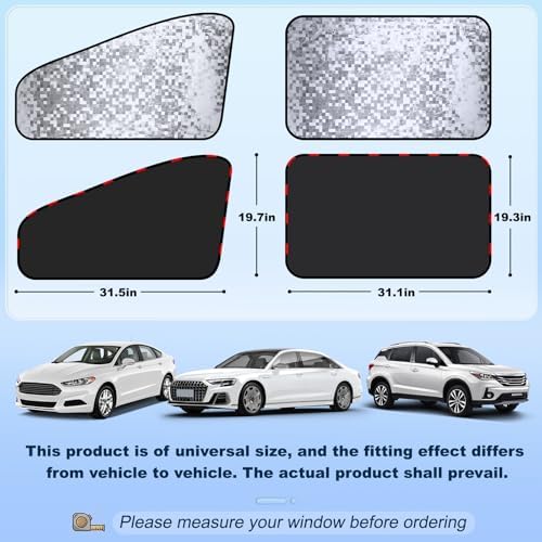 ZATOOTO Rear Side Window Sun Shade, 2 Pack Car Window Covers 99% UV Block - Image 5