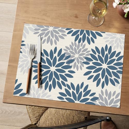 Artoid Mode Floral Vinyl Placemats Set of 4, Washable Heat Resistant Non-Slip by ArtoidMode