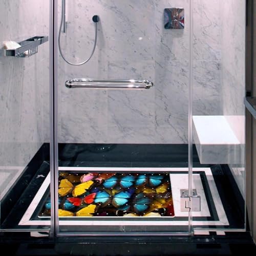 Shower Mat Non Slip 26.8 x 15.1 Inches, Colorful Butterflies Bathtub Mat Shower - Image 5