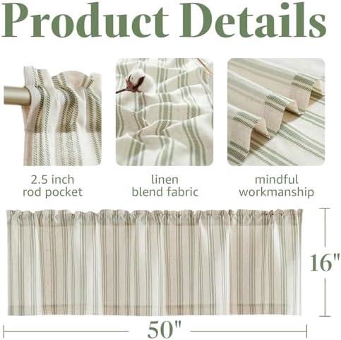 jinchan Linen Striped Kitchen Valances - Image 5