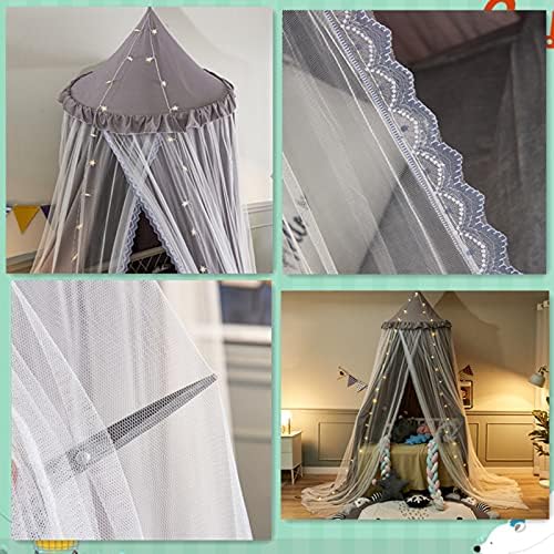 VETHIN Bed Canopy Double Layer Princess Round Dome Dreamy Mosquito Net Bedding - Image 4