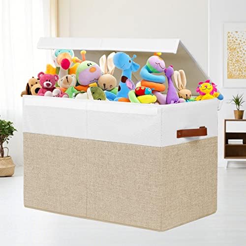 Large Toy Storage Box with Lid, Toy Chest Bin Boxes Basket with Dividers - Image 2