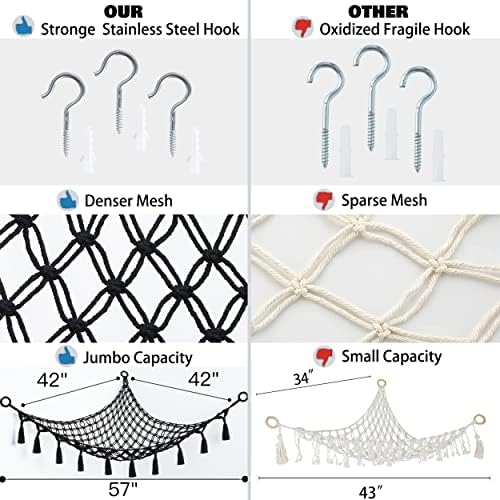 Cotton Stuffed Animal Organizer, Handmade Macrame Hanging Net Hammock - Image 5