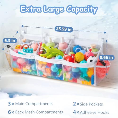 Criusia 2 Pack Extra Large Bath Toy Organizer - Image 2