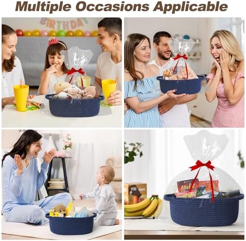 Small Blue Woven Basket, Cotton Rope Kids Dog Cat Toy Bin Box, Cute Baby - Image 6