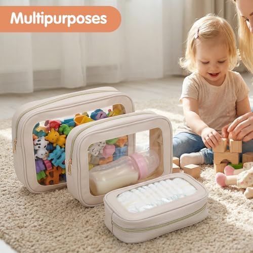 5PCS Diaper Bag Organizer Pouch Set Waterproof Travel Makeup Bag - Image 4