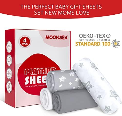 Pack and Play Sheets, Mini Crib Sheets, Stretchy Playard Fitted Sheet - Image 4