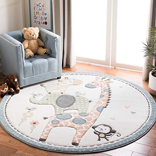 SAFAVIEH Carousel Kids Collection 3' Round Ivory CRK120A Animal Non-Shedding by Unknown