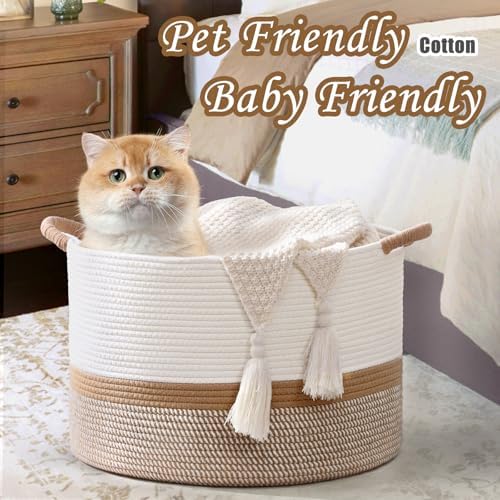 45L Blanket Basket, 17.5"x11.5" Woven Storage Baskets - Image 2