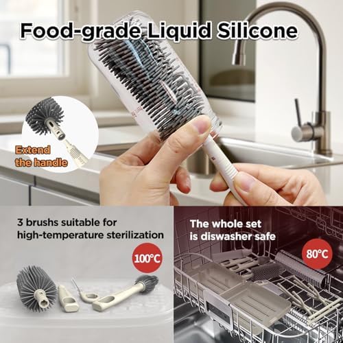 YOTIME Travel Bottle Brush Set, Foldable Drying Rack - Image 5