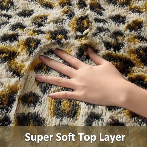 Ophanie Leopard Rugs for Bedroom Living Room, Cheetah Print Rug Fluffy Shag - Image 3